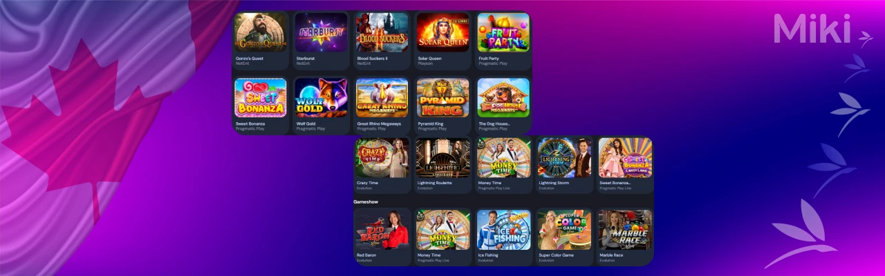 Miki casino games